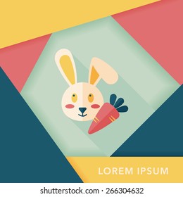 Pet rabbit flat icon with long shadow,eps10