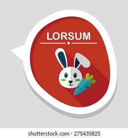Pet rabbit flat icon with long shadow,eps10
