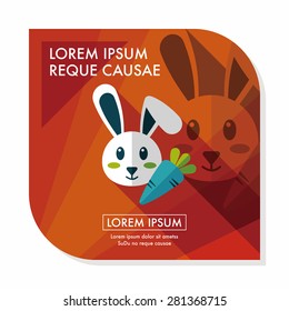 Pet rabbit flat icon with long shadow,eps10