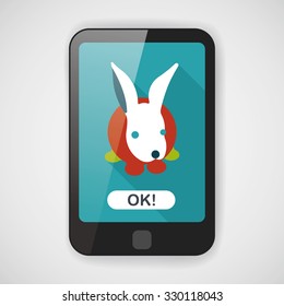 Pet rabbit flat icon with long shadow,eps10