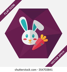 Pet rabbit flat icon with long shadow,eps10