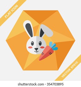 Pet rabbit flat icon with long shadow,eps10