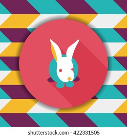 Pet rabbit flat icon with long shadow,eps10