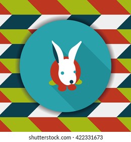 Pet rabbit flat icon with long shadow,eps10