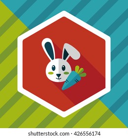 Pet rabbit flat icon with long shadow,eps10