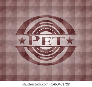 Pet red seamless badge with geometric background.