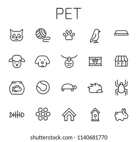 Pet related vector icon set. Well-crafted sign in thin line style with editable stroke. Vector symbols isolated on a white background. Simple pictograms.