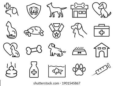 Pet Related Vector Icons Set. Pet Shop Symbol Collection. Editable File 