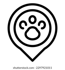 Pet restaurant location icon outline vector. Animal food. Business shop