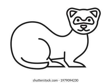 Pet rodent icon vector. Ferret, weasel, arctic fox, sable are symbol shown in line style. 