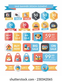 Pet sale banner flat design background set, eps10