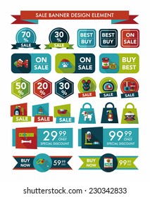 Pet sale banner flat design background set, eps10