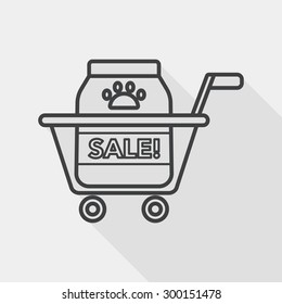 Pet sale shopping flat icon with long shadow, line icon