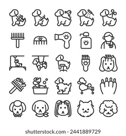 Pet salon animal hospital pet trimming icon set