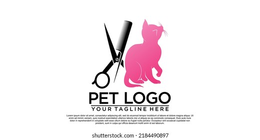 Pet Salon logo design with creative unique style Premium Vector