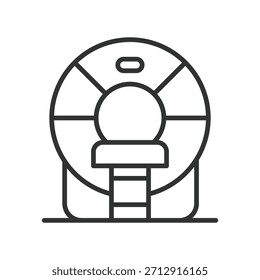 PET-Scan-Symbol im Zeilendesign. Bildgebung, Tumorerkennung, Radiologie, Diagnose, Screening, Pathologie auf weißem Hintergrund Vektor. Krebsbilderstellung editierbares Strichsymbol
