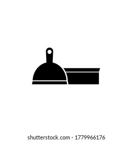 Pet Scoop and Brush, Mop with Dustpan. Flat Vector Icon illustration. Simple black symbol on white background. Pet Scoop and Brush, Mop with Dustpan sign design template for web and mobile UI element