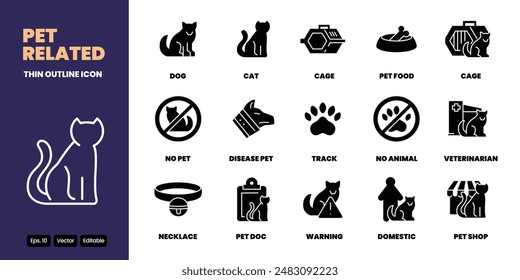 pet services solid icon vector set design good for web and mobile app