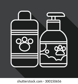 Pet shampoo flat icon with long shadow, line icon