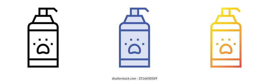 pet shampoo icon. Linear, Blue Fill and Gradient Style Design Isolated On White Background