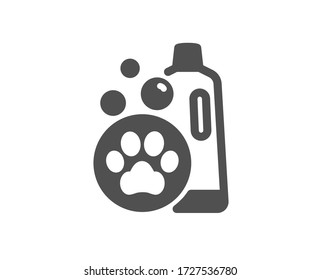 Icono de champú mascota. Señal de cuidado de mascotas. Símbolo de limpieza de perros. Clásico estilo plano. Elemento de diseño de calidad. Sencillo icono de champú para mascotas. Vector