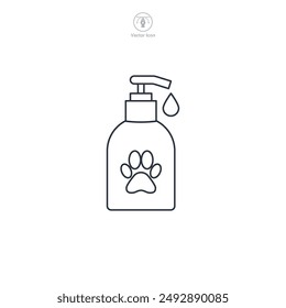Icono de champú para mascotas Ilustración vectorial aislada sobre fondo blanco