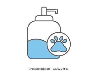 Pet Shampoo Symbol. Zwei Töne Symbol Stil, linear Farbe. Haustiere Pflegezeichen. Hundereinigungssymbol, Katze. Einfaches Vektordesign bearbeitet