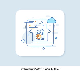 Pet shampoo line icon. Abstract vector button. Pets care sign. Dog cleaning symbol. Pet shampoo line icon. Home concept badge. Vector