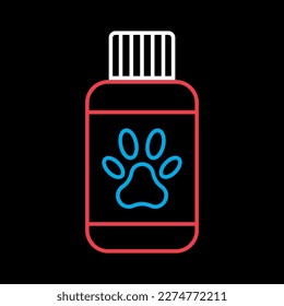 Pet shampoo vector icon on black background. Pet animal sign. Graph symbol for pet and veterinary web site and apps design, logo, app, UI