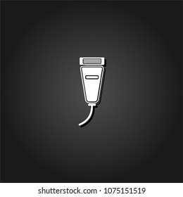 Pet shaving machine icon flat. Simple White pictogram on black background with shadow. Vector illustration symbol