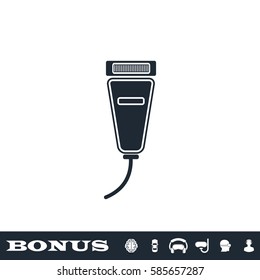 Pet shaving machine icon flat. Black pictogram on white background. Vector illustration symbol and bonus button