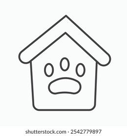Pet shelter icon in black and white outlined stroke
