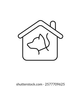 Pet shelter icon Flat simple outline