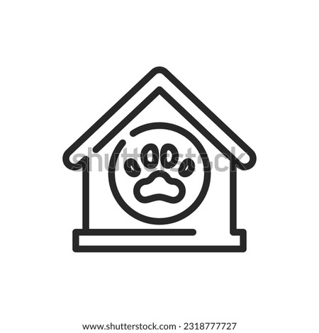 Pet Shelter Icon. Vector Outline Editable Sign of Animal Protection and Rescue, Perfect for Animal Welfare and Pet Care Services