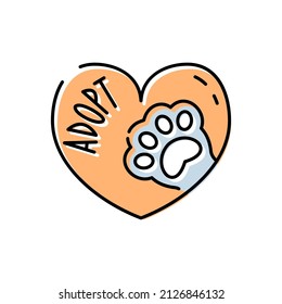 Pet shelter line icons, animal paw in heart shape, vector illustration 
