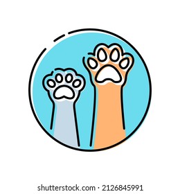 Pet shelter, pet shop, veterinary line icon, cat paw and dog paw, vector illustration