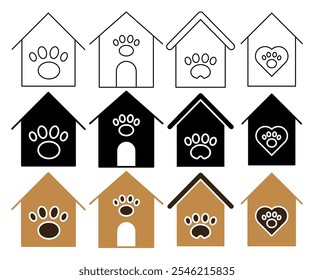 Colección del icono del Vector del refugio del animal doméstico. sistema de la Ilustración vectorial.