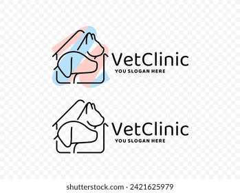 Pet shelter vector logo design. Caring for pets graphic design