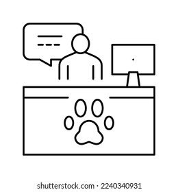 pet shelter worker workspace line icon vector. pet shelter worker workspace sign. isolated contour symbol black illustration