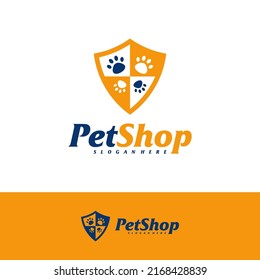 Plantilla de diseño de logotipo Escudo de mascotas. Vector de concepto del logotipo de mascotas. Emblem, símbolo creativo, icono