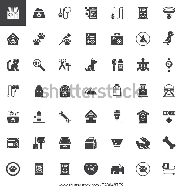 Pet Shop Accessories Vector Icons Set Lagervektor (royaltyfri) 728048779