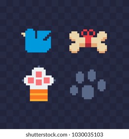 Pet shop application icon. Pixel art style. For websites, web design, mobile app. 8-bit sprite. Isolated vector illustration. 