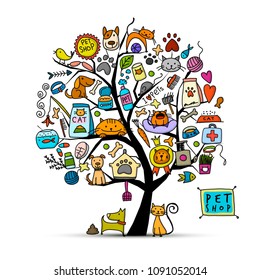 Pet shop, art tree for your design