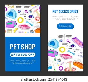 Pet Shop Banner Design with Accessory Vector Template