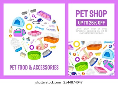 Pet Shop Banner Design with Accessory Vector Template