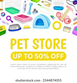 Pet Shop Banner Design with Accessory Vector Template