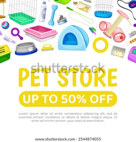 Pet Shop Banner Design with Accessory Vector Template