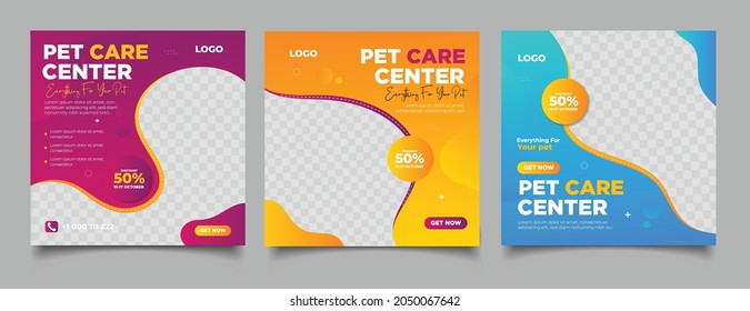 Pet shop banner for post and story template	