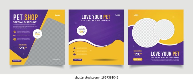 Pet shop banner for social media post template