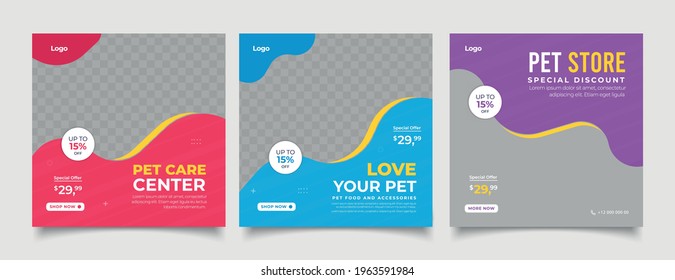 Pet shop banner for social media post template